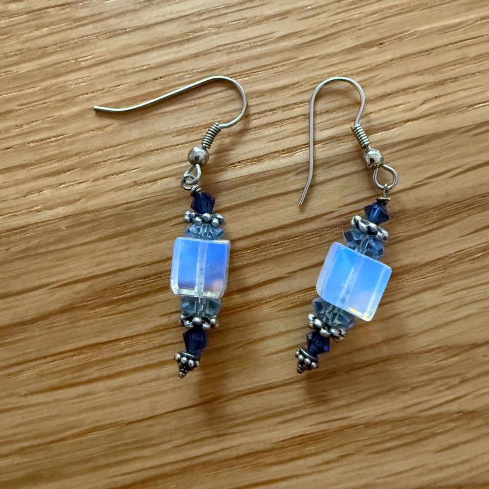 Blue and Silver Dangle Earrings